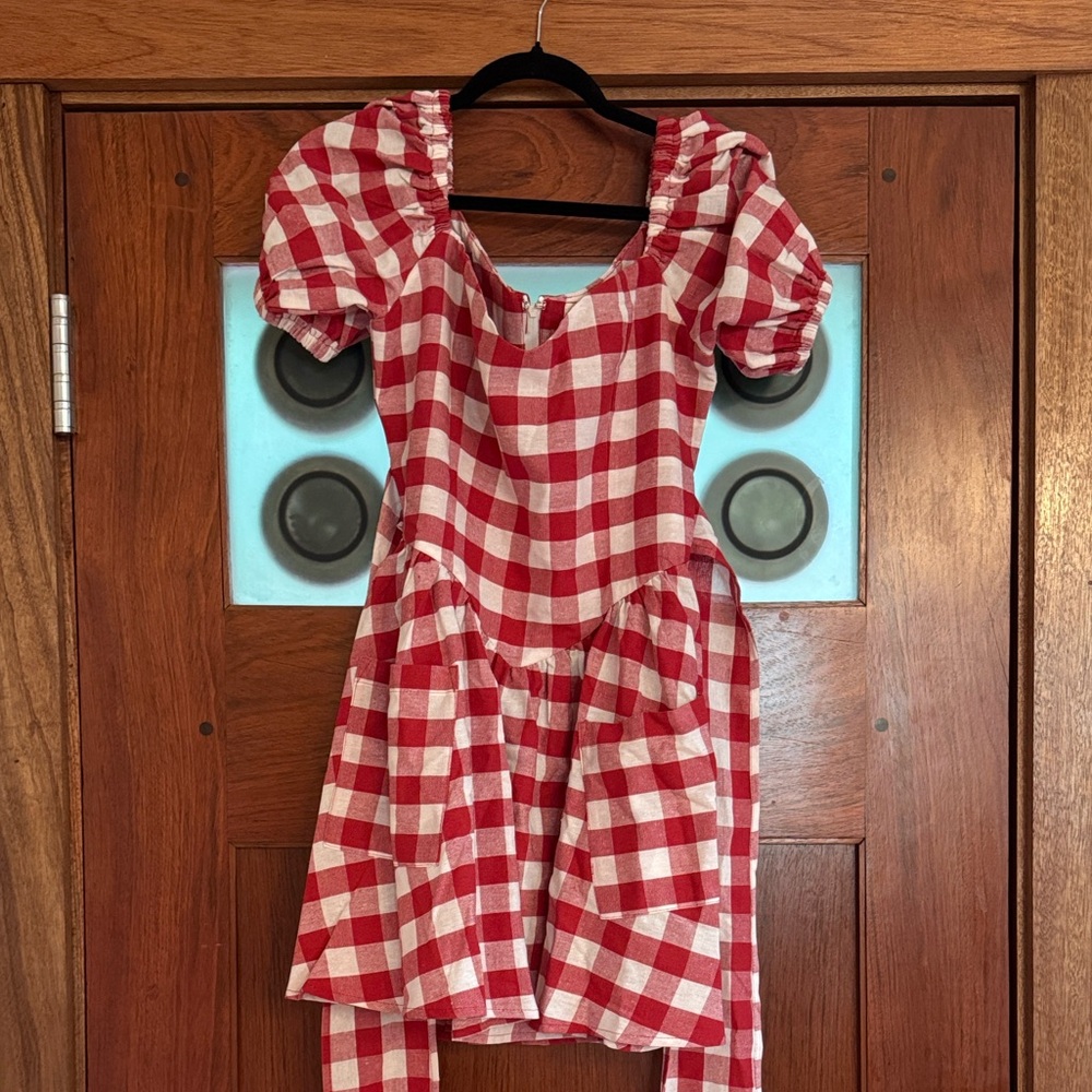 Fashion Brand Company Red Gingham Virgin Mini Dress